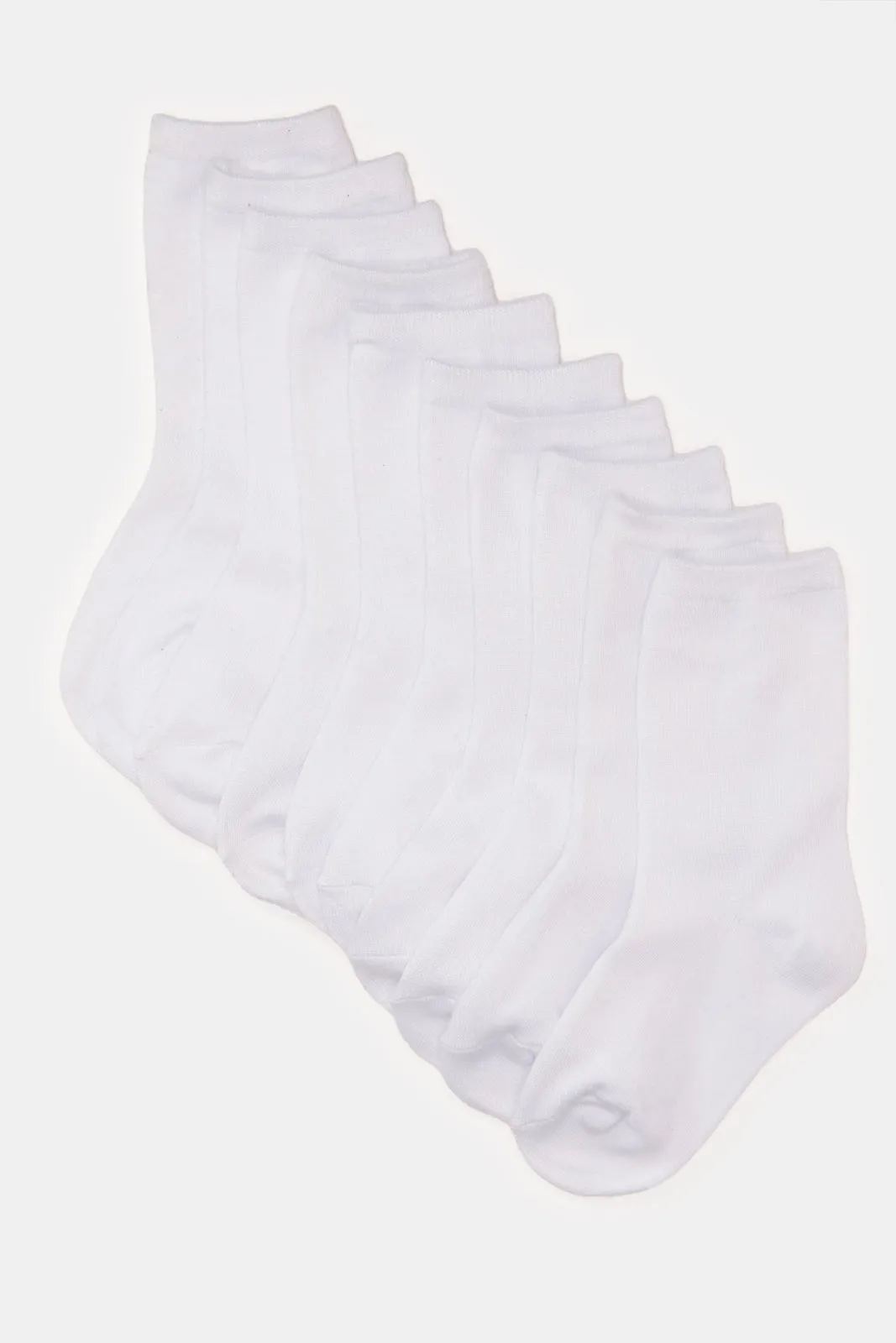 Boys White Crew Length Socks Set (5 Pairs) sold by Redtag