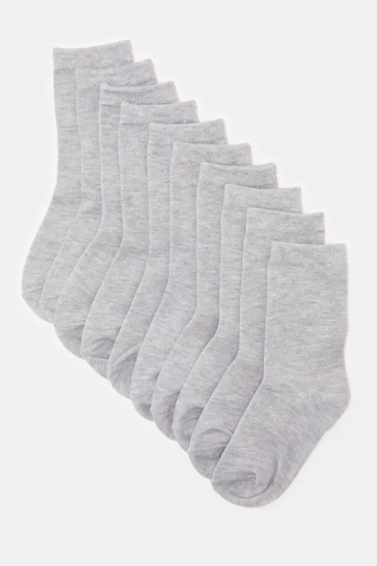Boys Grey Crew Length Socks Set (5 Pairs) sold by Redtag