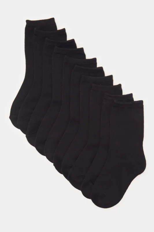Boys Black Crew Length Socks Set (5 Pairs) sold by Redtag