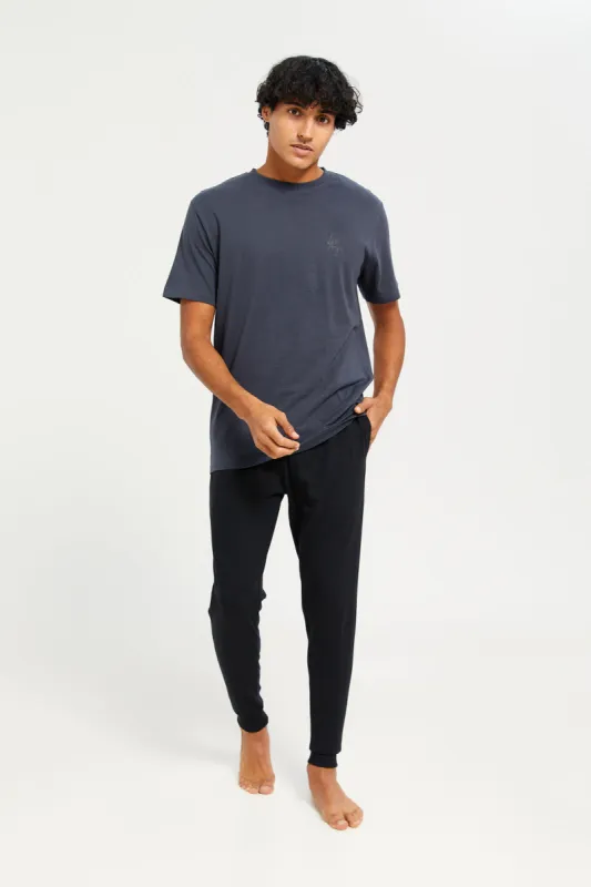 Men Charcoal And Black Pyjama Set (2 Piece) sold by Redtag