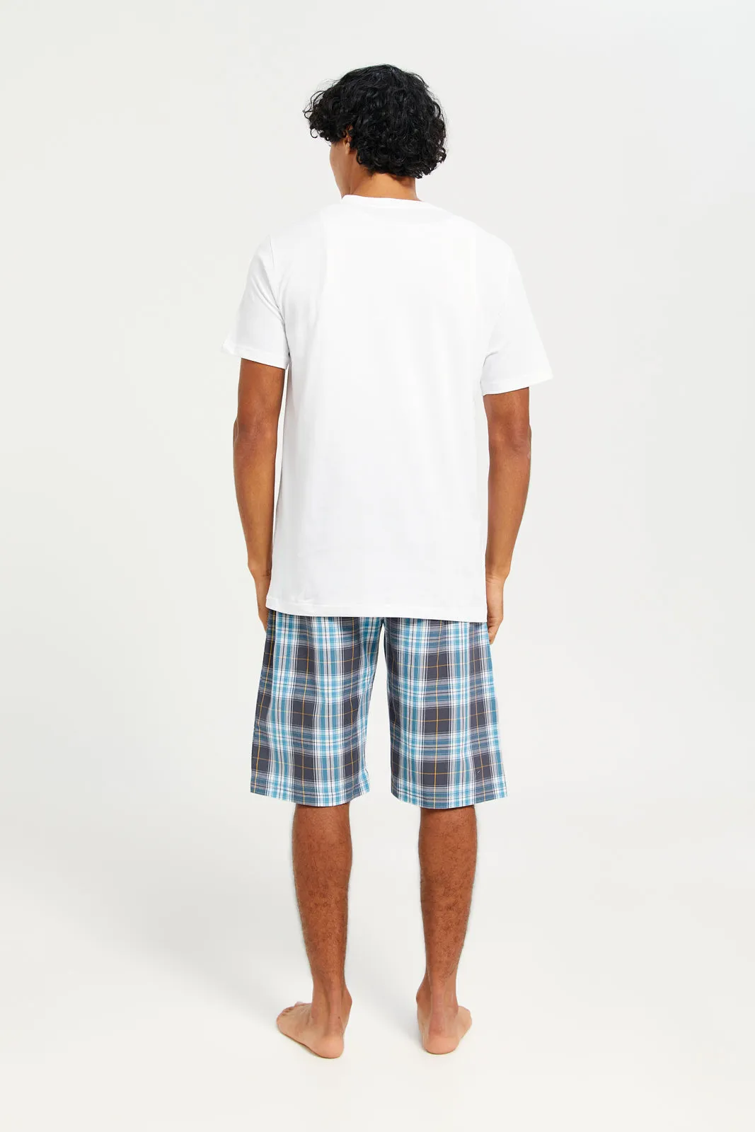 Men White T-Shirt And Shorts Pyjama Set (2 Piece) sold by Redtag product image thumbnail 4
