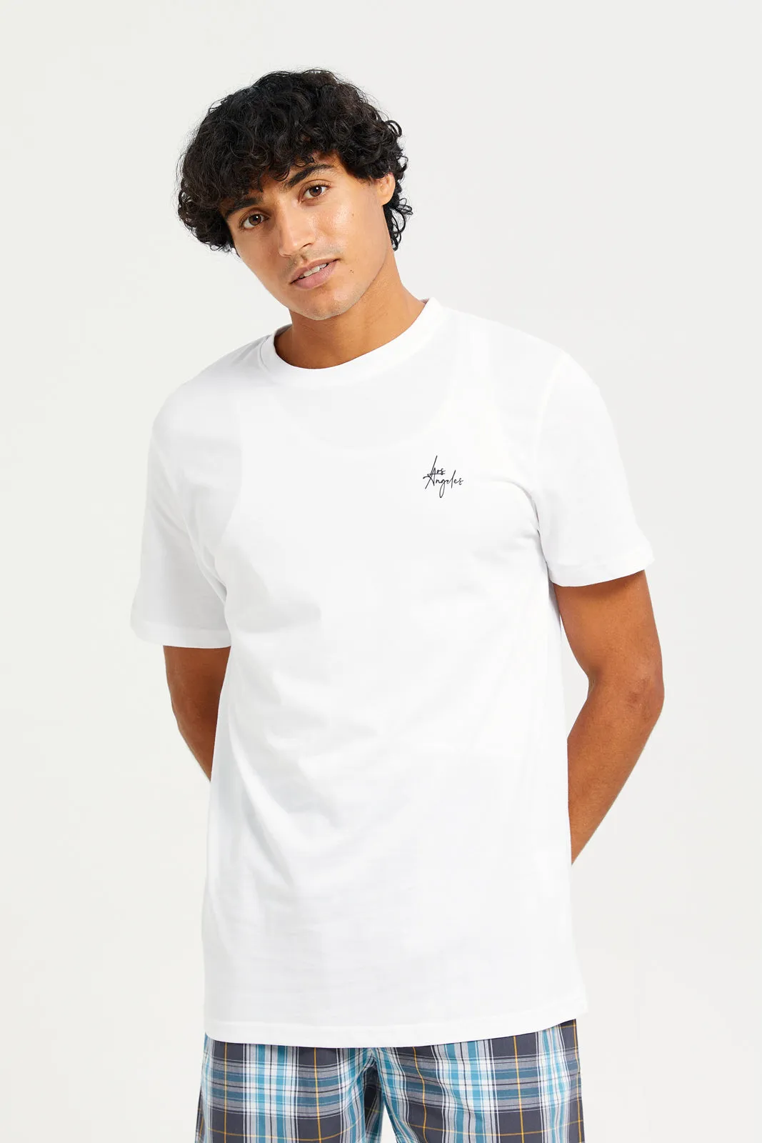 Men White T-Shirt And Shorts Pyjama Set (2 Piece) sold by Redtag product image thumbnail 2