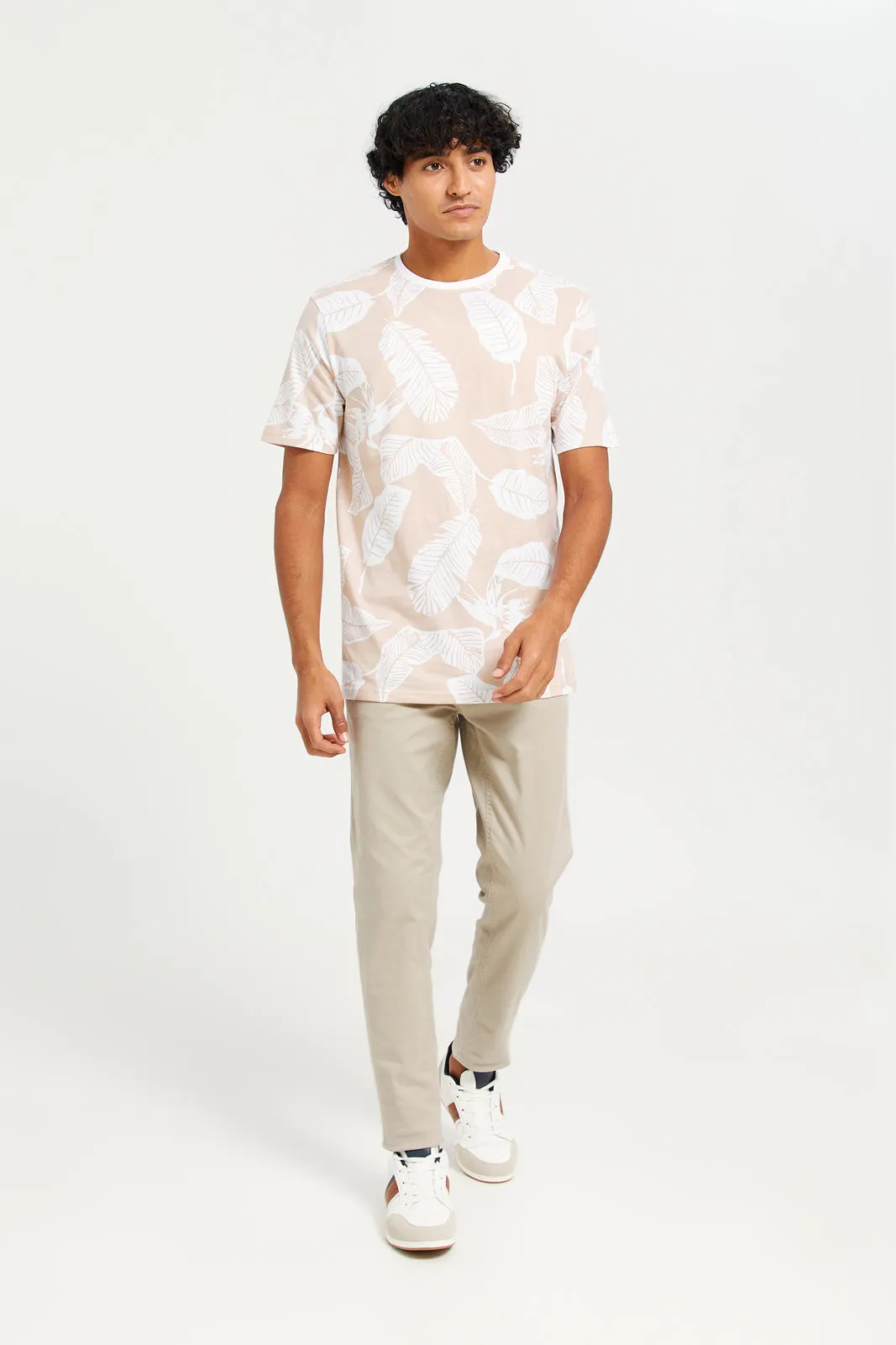 Men Beige Printed T-Shirt sold by Redtag product image thumbnail 2