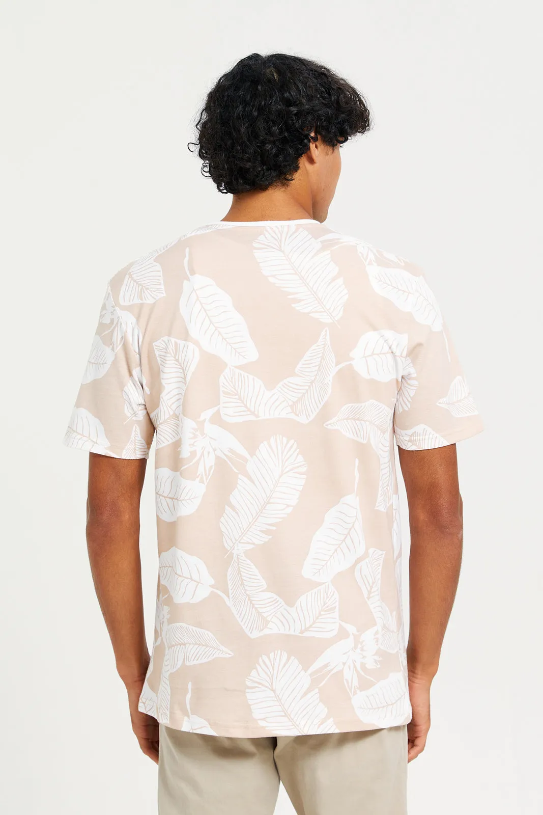 Men Beige Printed T-Shirt sold by Redtag product image thumbnail 3