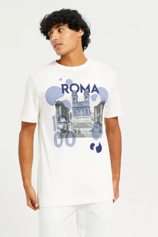 Men Ivory Printed T-Shirt sold by Redtag