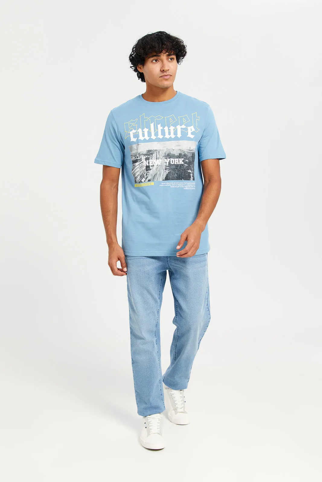 Men Blue Printed T-Shirt sold by Redtag product image thumbnail 2
