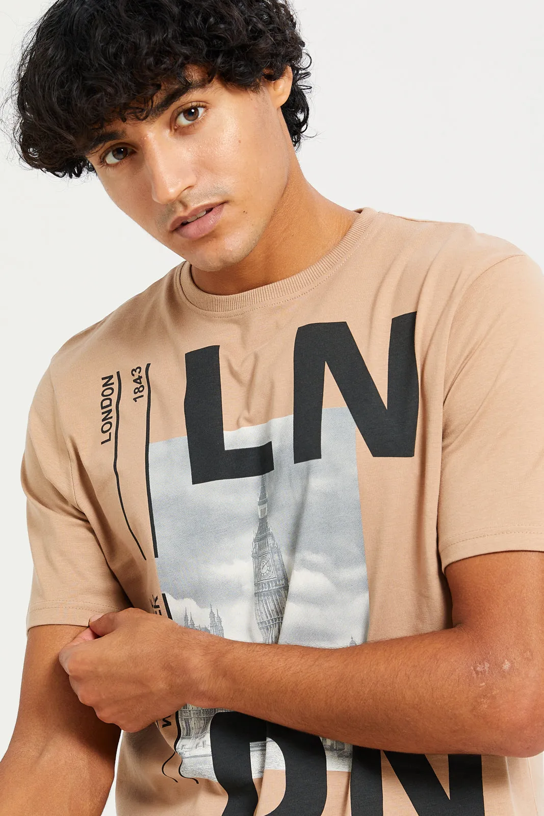 Men Brown Printed T-Shirt sold by Redtag product image thumbnail 4