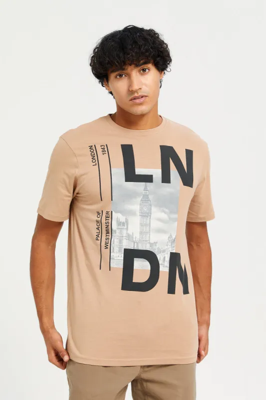 Men Brown Printed T-Shirt sold by Redtag