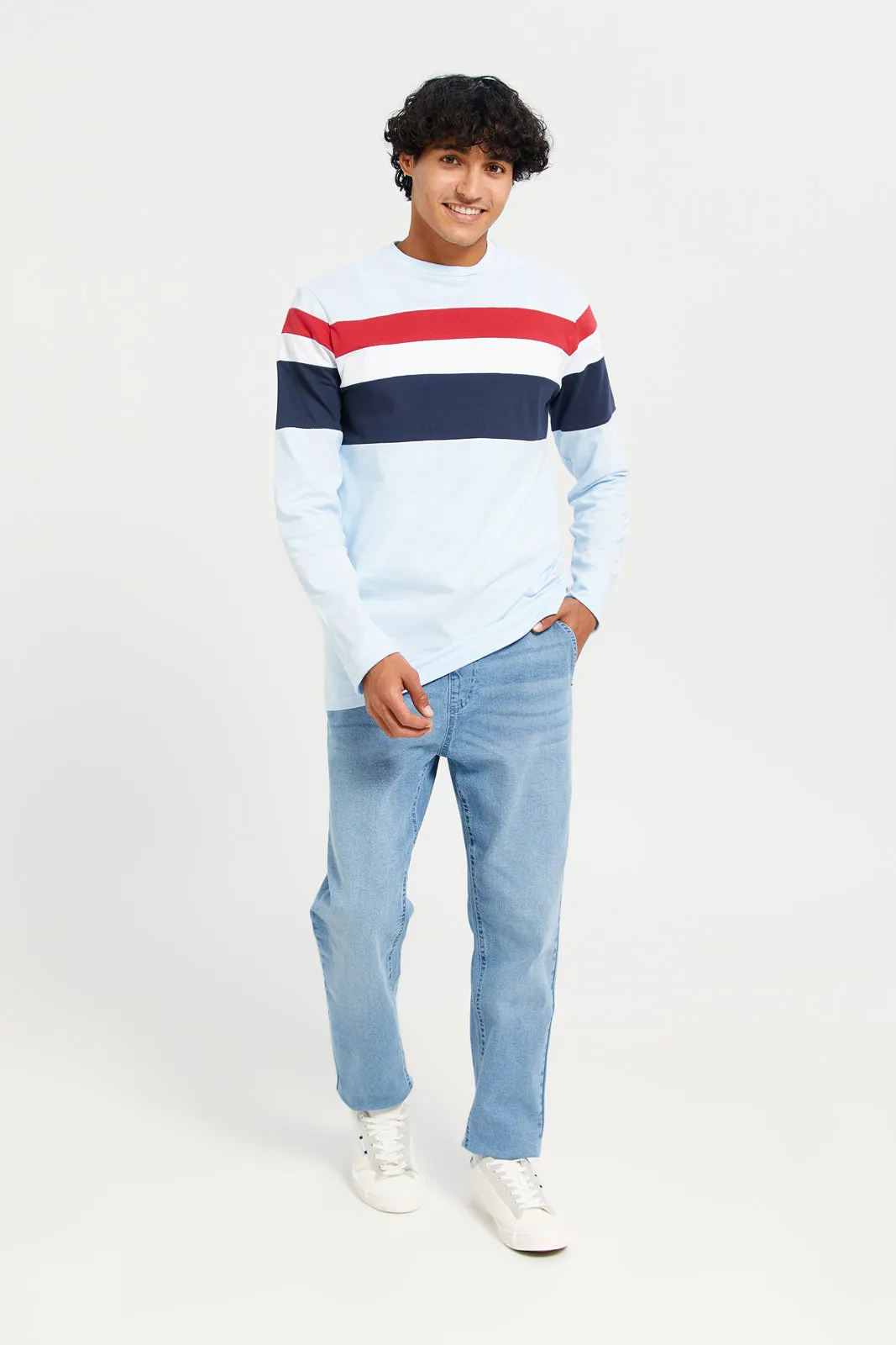 Men Blue Striped T-Shirt sold by Redtag product image thumbnail 2