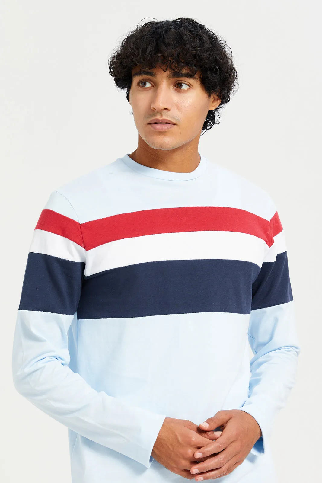 Men Blue Striped T-Shirt sold by Redtag product image thumbnail 4
