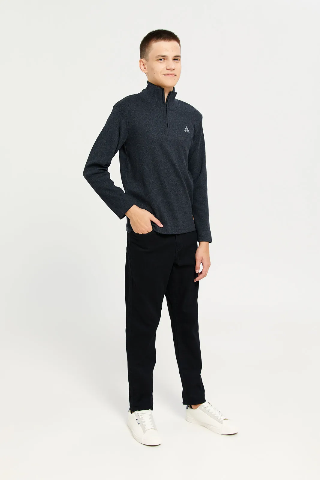 Senior Boys Charcoal High Neck T-Shirt sold by Redtag product image thumbnail 2