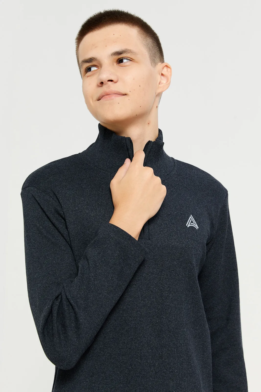 Senior Boys Charcoal High Neck T-Shirt sold by Redtag product image thumbnail 4