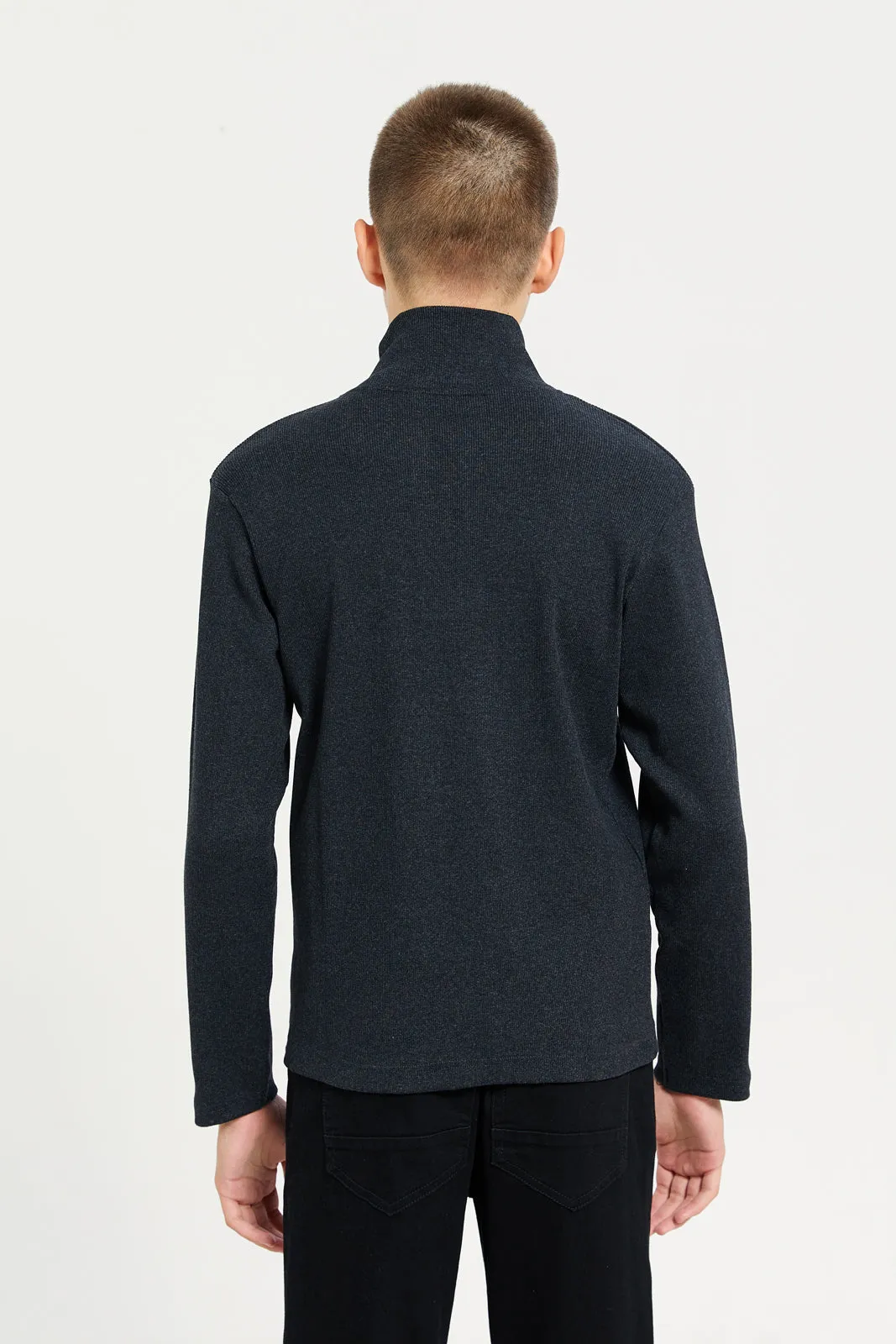 Senior Boys Charcoal High Neck T-Shirt sold by Redtag product image thumbnail 3