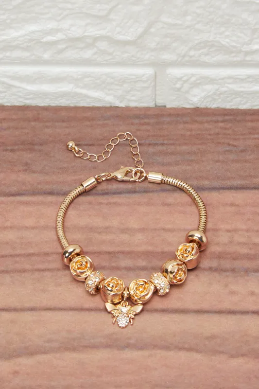 Women Gold Bracelet With Bee Charm sold by Redtag