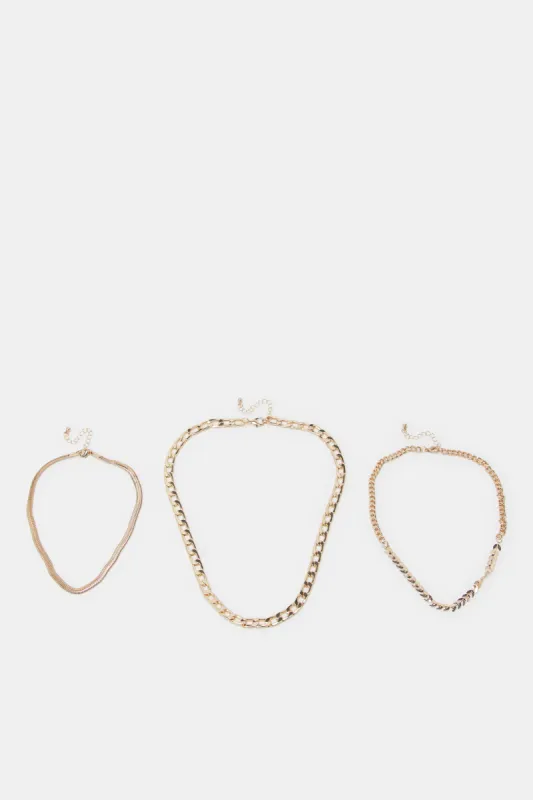 Women Gold Embellished Necklace Set (Pack of 3) sold by Redtag
