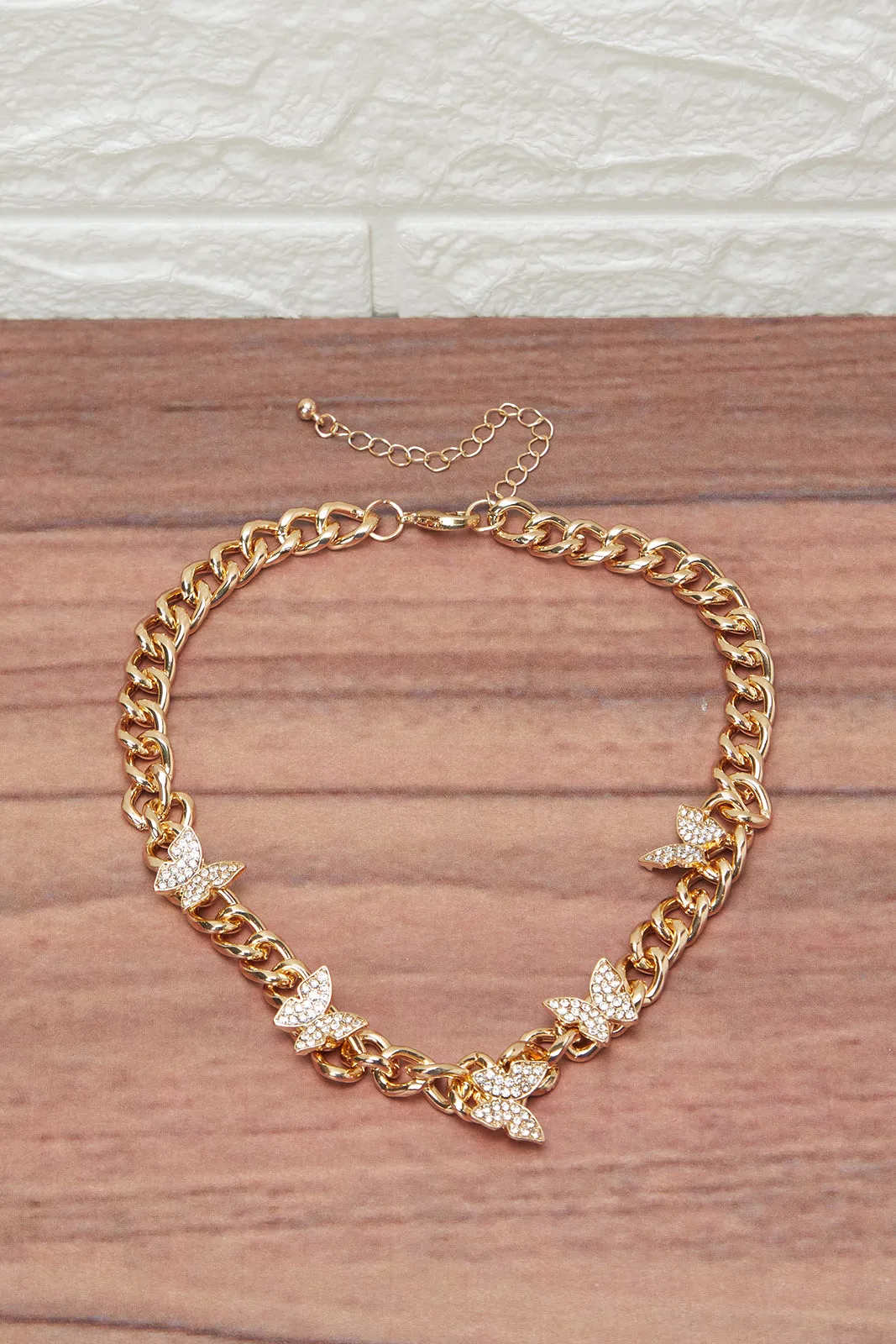 Women Gold Butterfly Necklace sold by Redtag