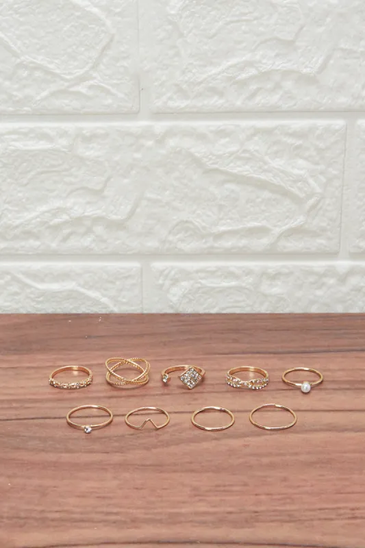 Women Gold Embellished Ring Set (6 Piece) sold by Redtag