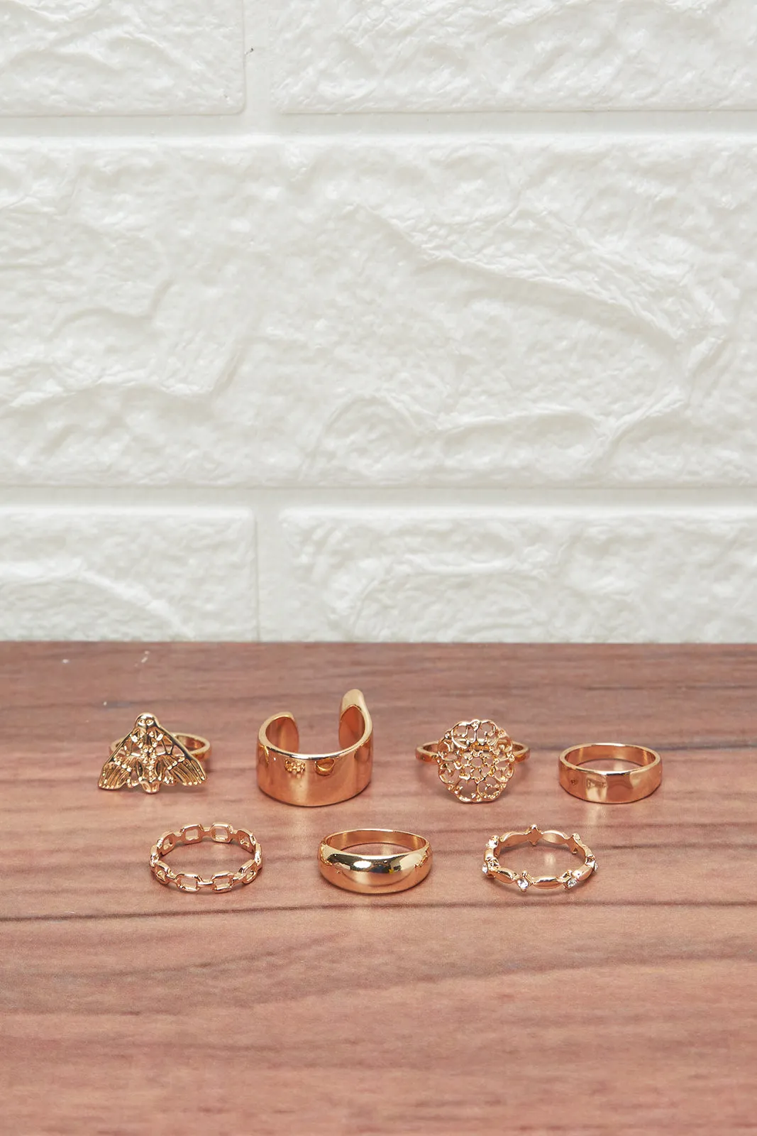 Women Gold Embellished Ring Set (7 Piece) sold by Redtag