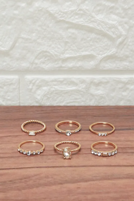 Women Gold Embellished Ring Set (6 Piece) sold by Redtag