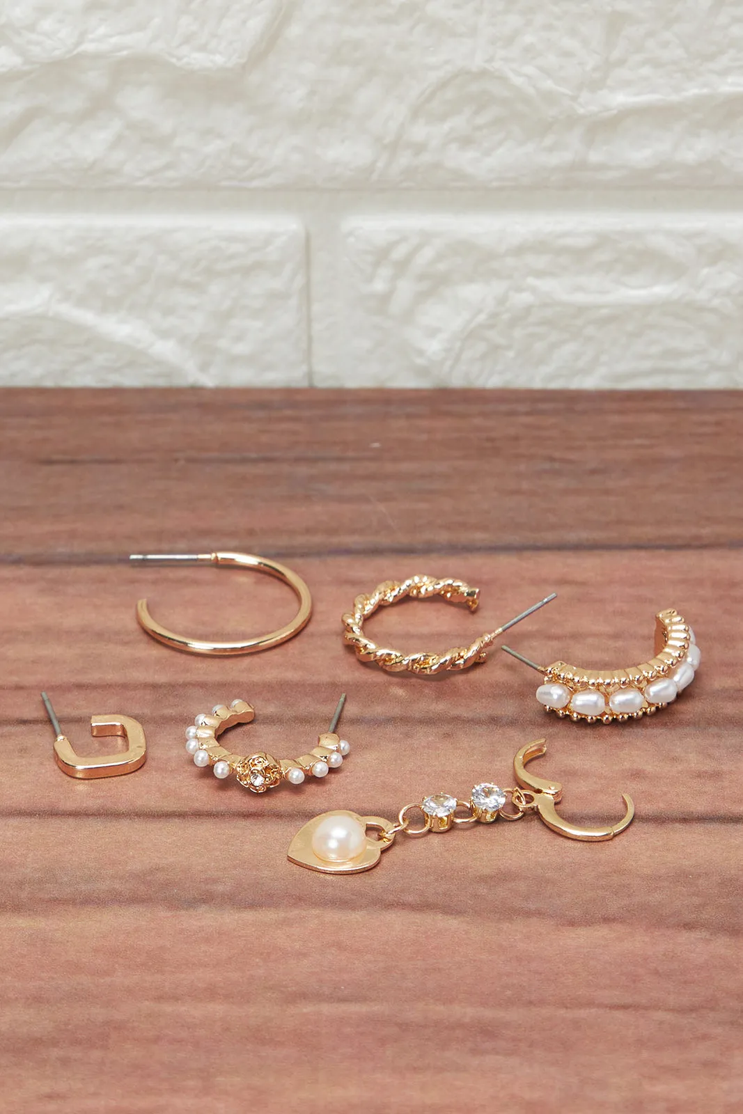 Women Gold Embellished Earring Set (6 Pairs) sold by Redtag product image thumbnail 2