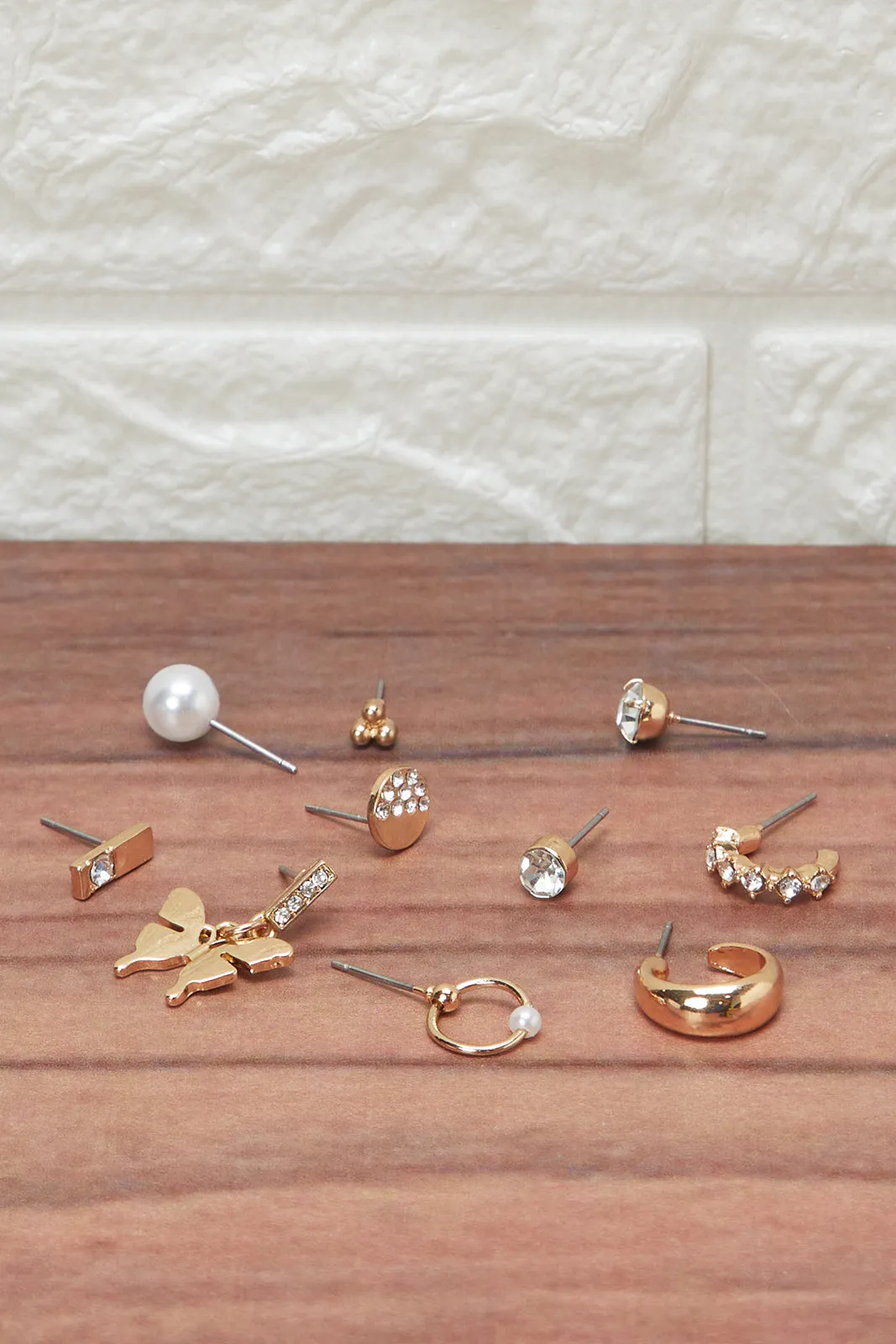 Women Gold Embellished Earring Set (10 Pairs) sold by Redtag product image thumbnail 2