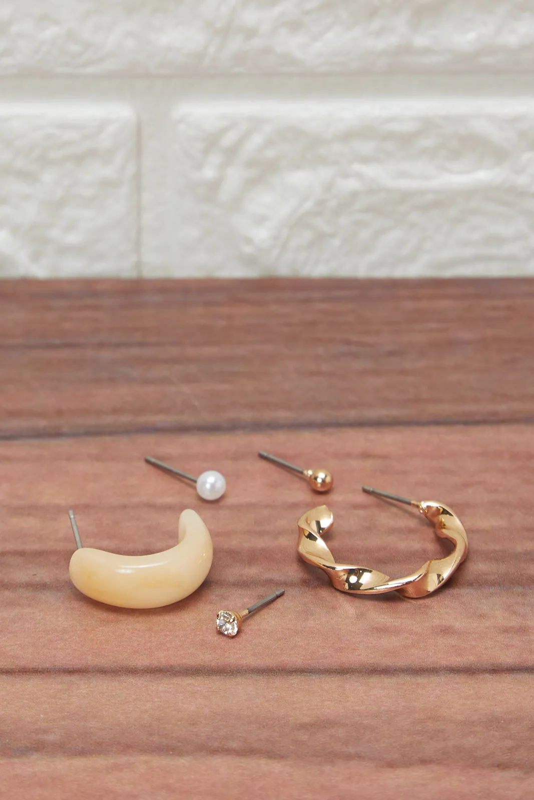 Women Gold Embellished Earring Set (5 Pairs) sold by Redtag product image thumbnail 2