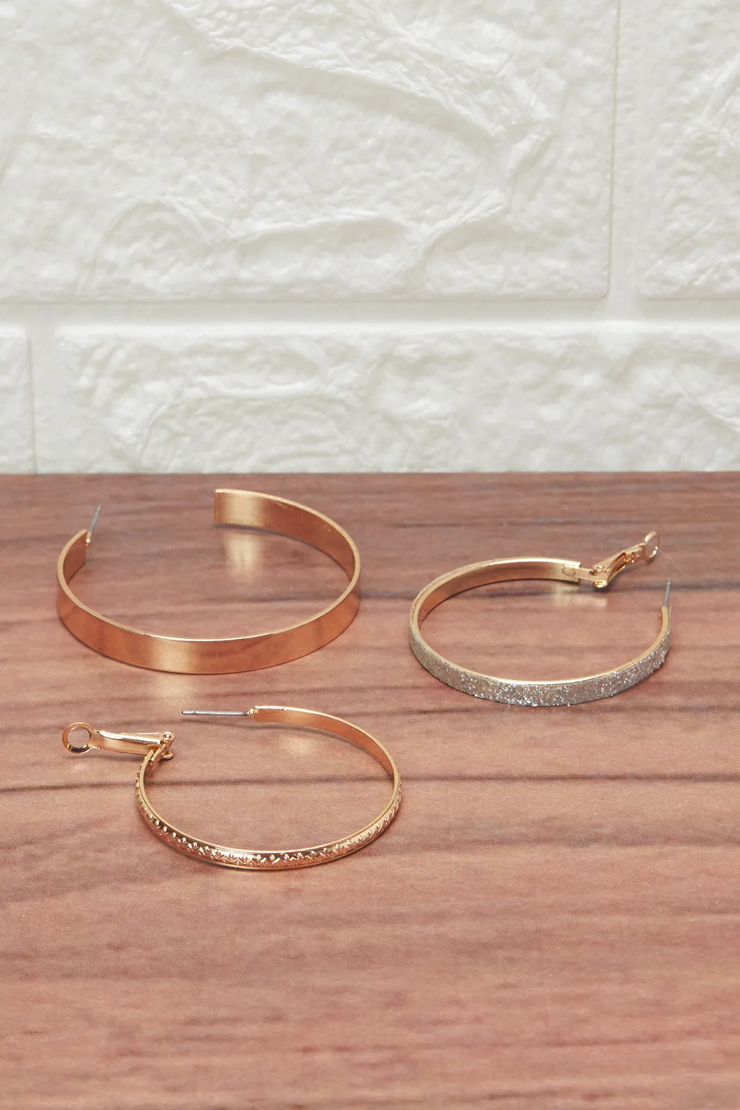 Women Gold Hoop Earring Set (3 Pairs) sold by Redtag product image thumbnail 2