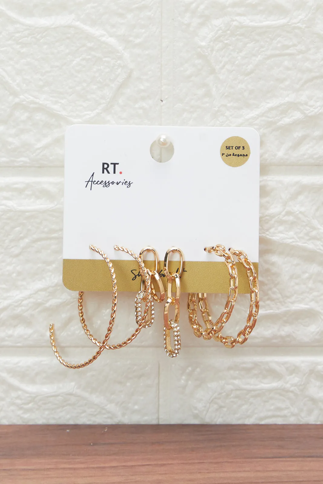 Women Gold Hoop Earring Set (3 Pairs) sold by Redtag