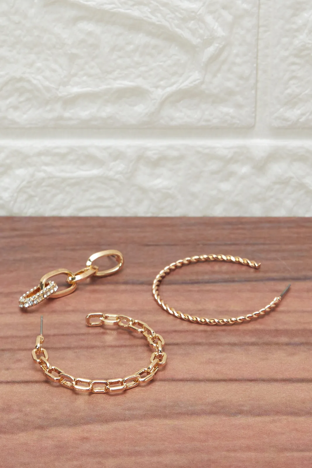 Women Gold Hoop Earring Set (3 Pairs) sold by Redtag product image thumbnail 2