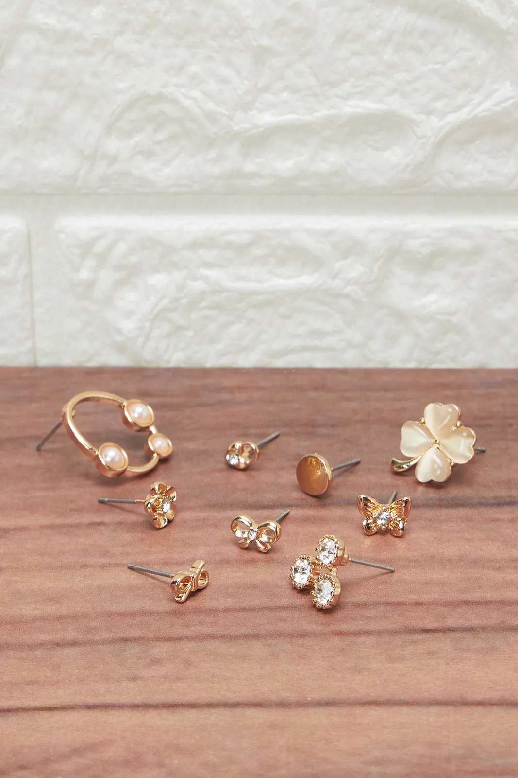 Women Gold Embellished Earring Set (9 Pairs) sold by Redtag product image thumbnail 2