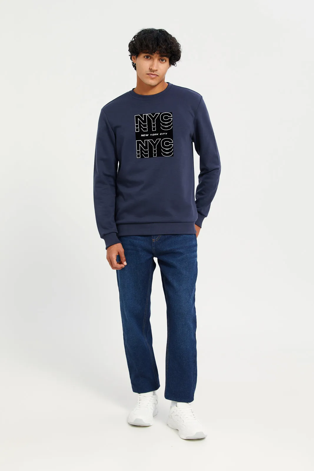 Men Navy Printed Sweatshirt sold by Redtag product image thumbnail 2