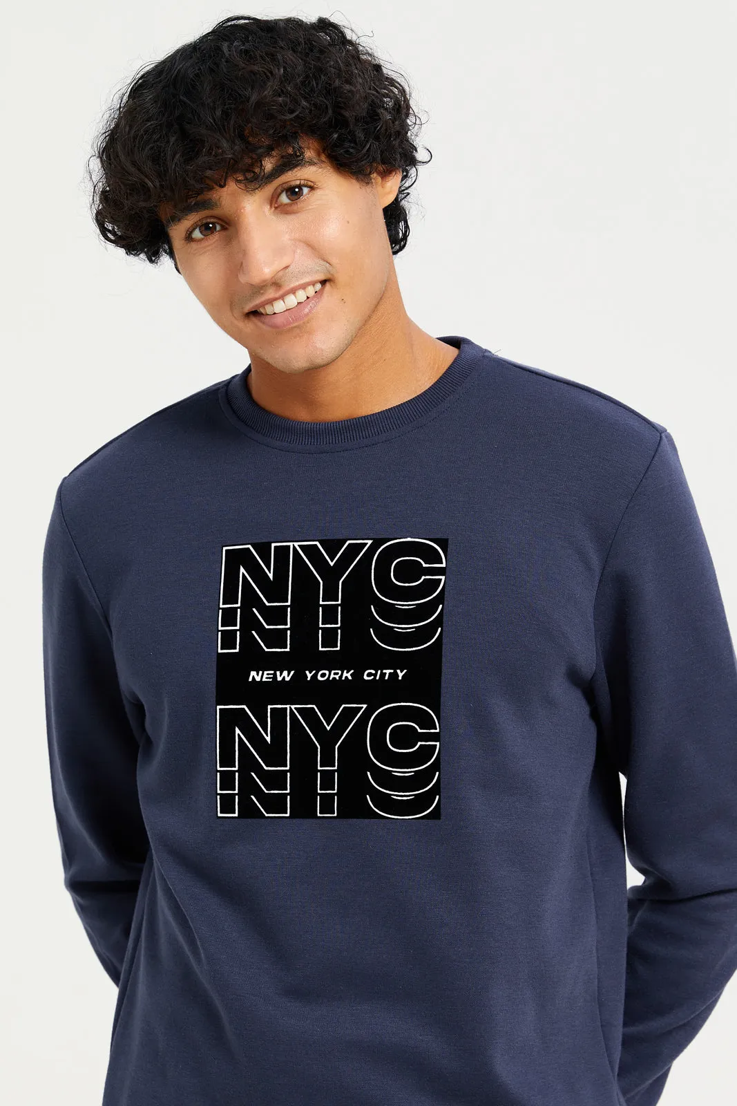 Men Navy Printed Sweatshirt sold by Redtag product image thumbnail 4