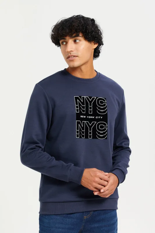 Men Navy Printed Sweatshirt sold by Redtag