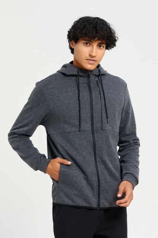 Men Charcoal Zip-through Sweatshirt sold by Redtag
