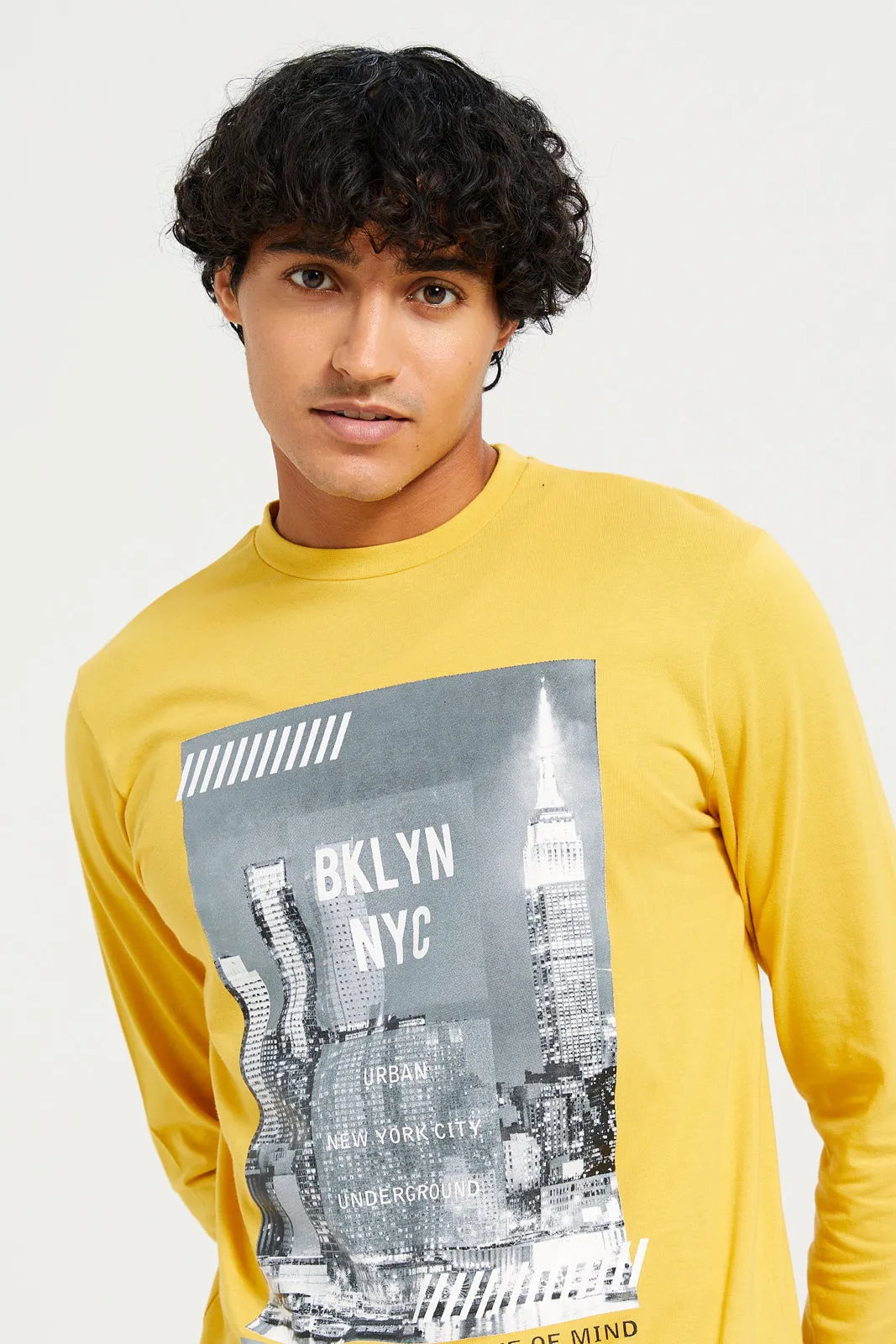 Men Mustered Long Sleeve Printed T-shirt sold by Redtag product image thumbnail 4