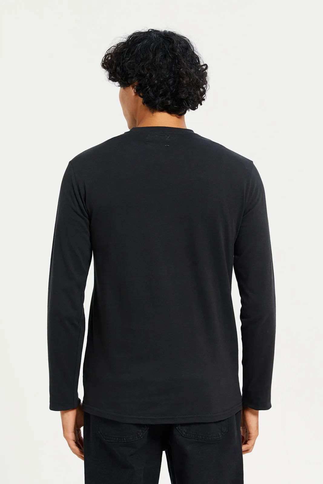 Men Black Long Sleeve Printed T-shirt sold by Redtag product image thumbnail 3
