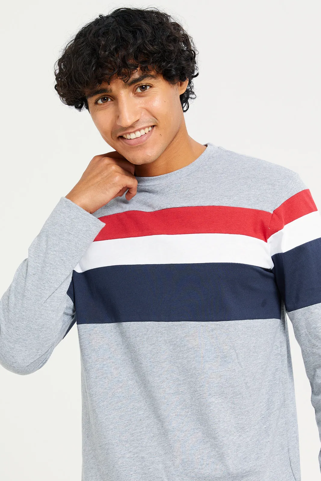 Men Grey Long Sleeve Printed T-shirt sold by Redtag product image thumbnail 4