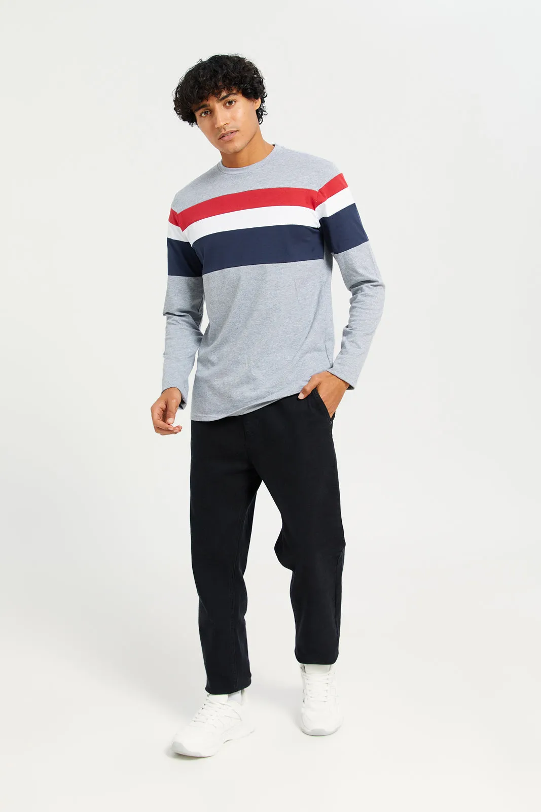 Men Grey Long Sleeve Printed T-shirt sold by Redtag product image thumbnail 2