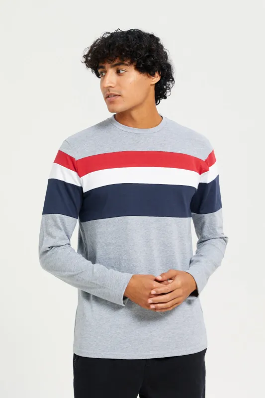 Men Grey Long Sleeve Printed T-shirt sold by Redtag