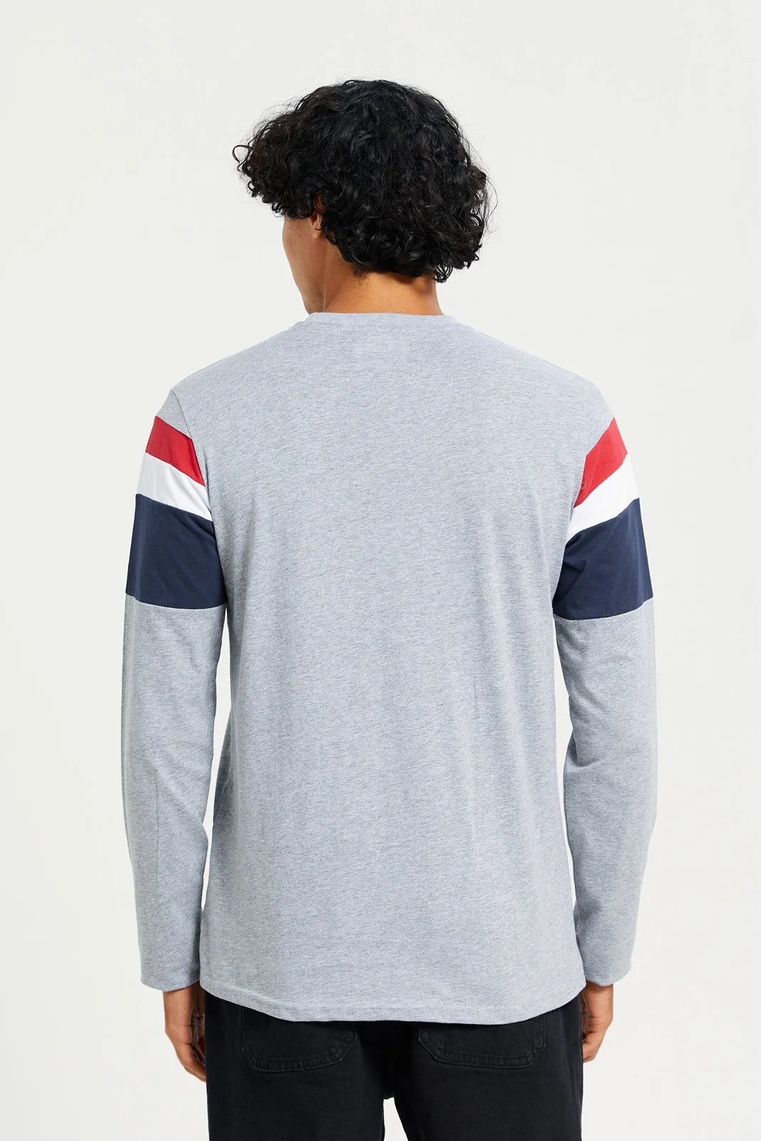 Men Grey Long Sleeve Printed T-shirt sold by Redtag product image thumbnail 3