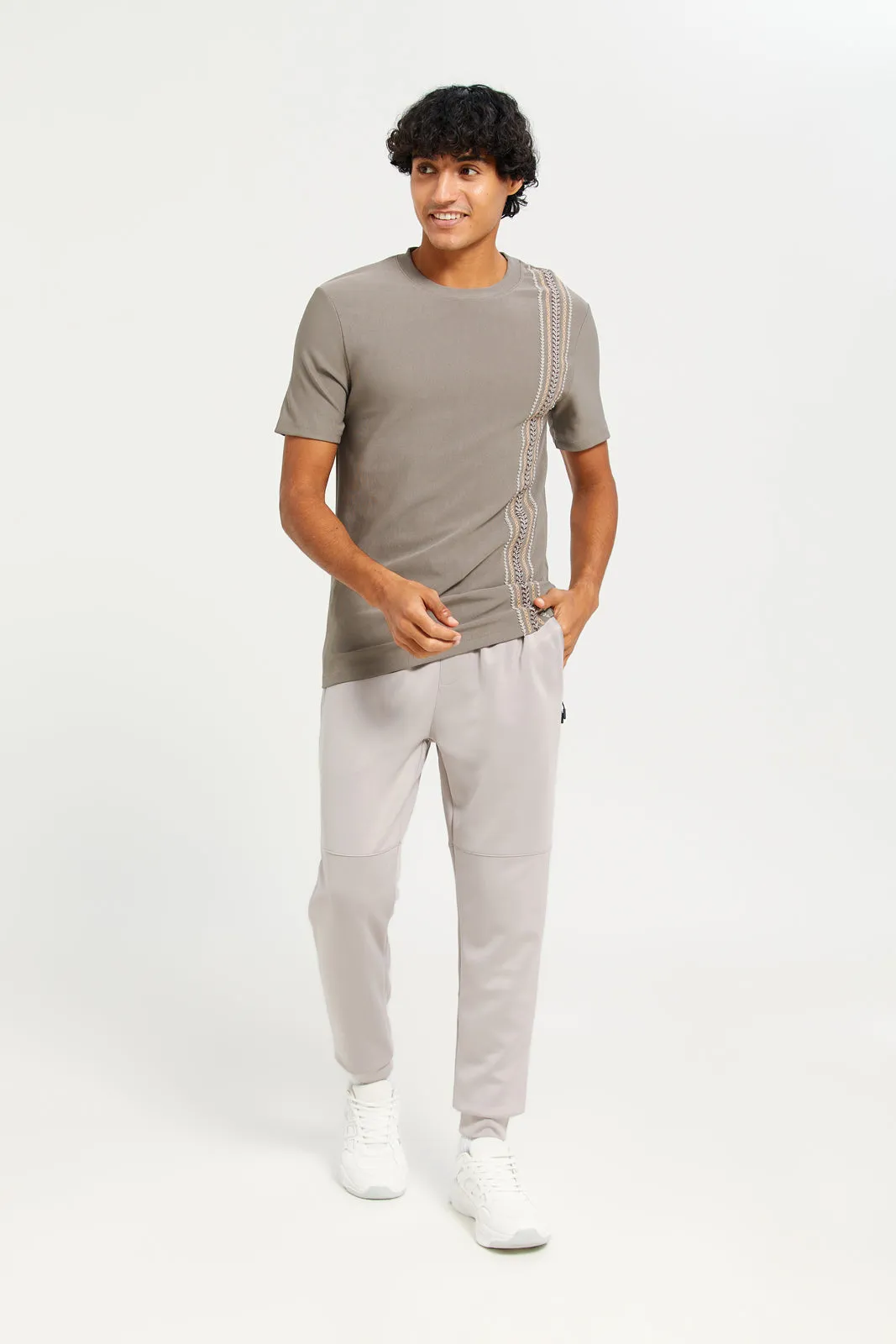 Men Beige Jogger Pants With Zip Pockets sold by Redtag product image thumbnail 2
