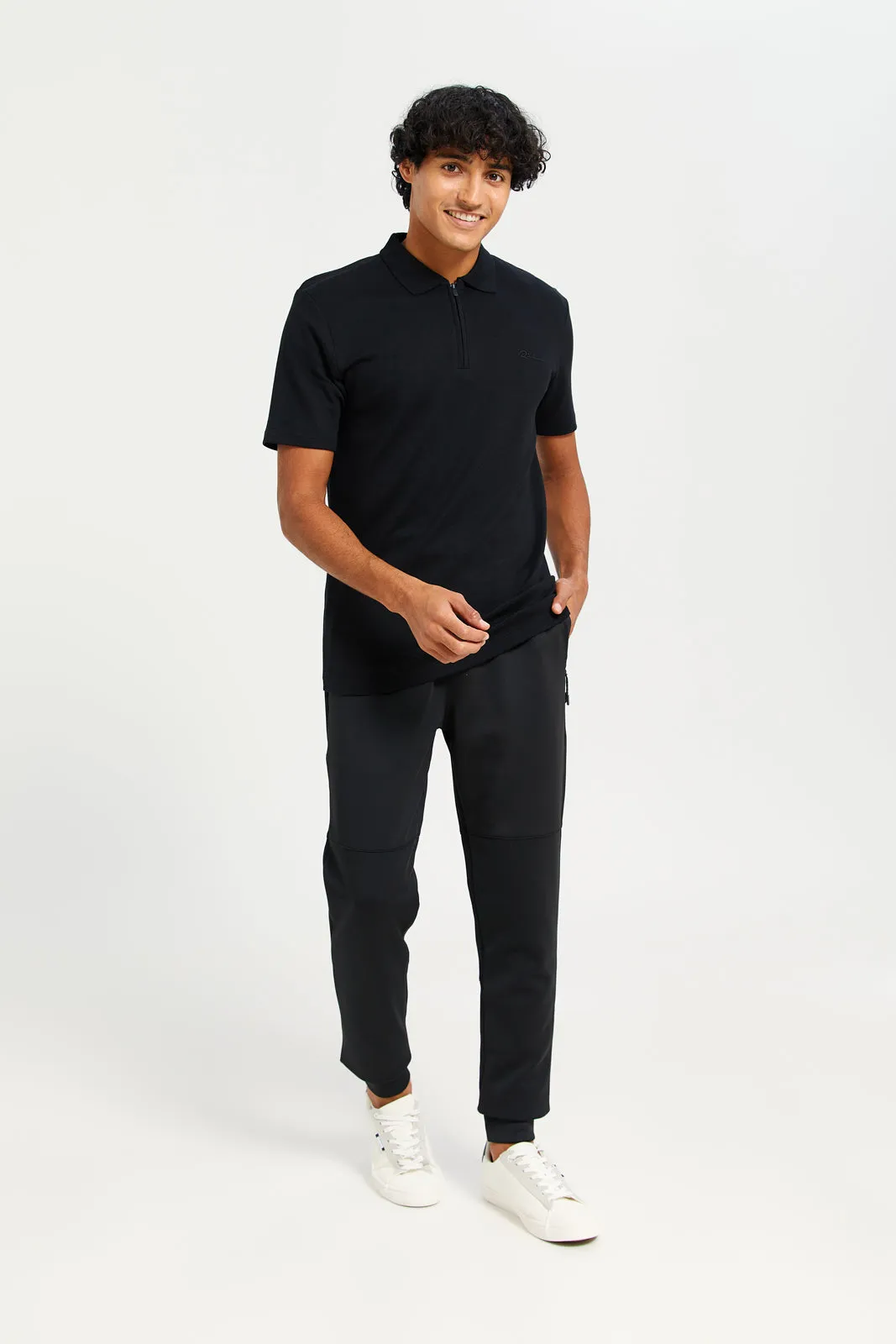 Men Black Jogger Pants With Zip Pockets sold by Redtag product image thumbnail 2