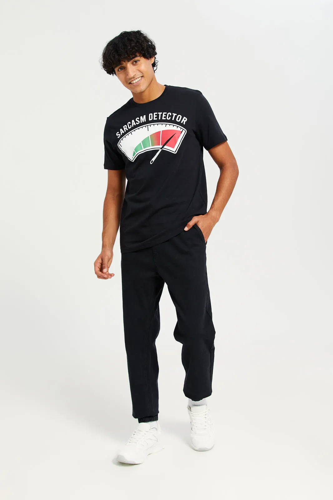 Men Black Printed Graphic T-Shirt sold by Redtag product image thumbnail 2