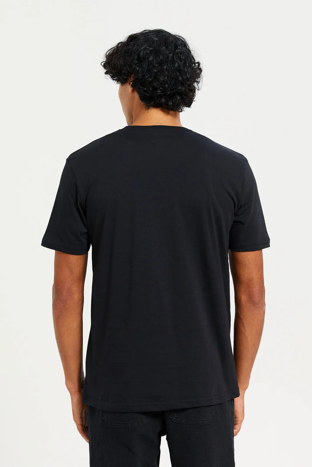 Men Black Printed Graphic T-Shirt sold by Redtag product image thumbnail 3