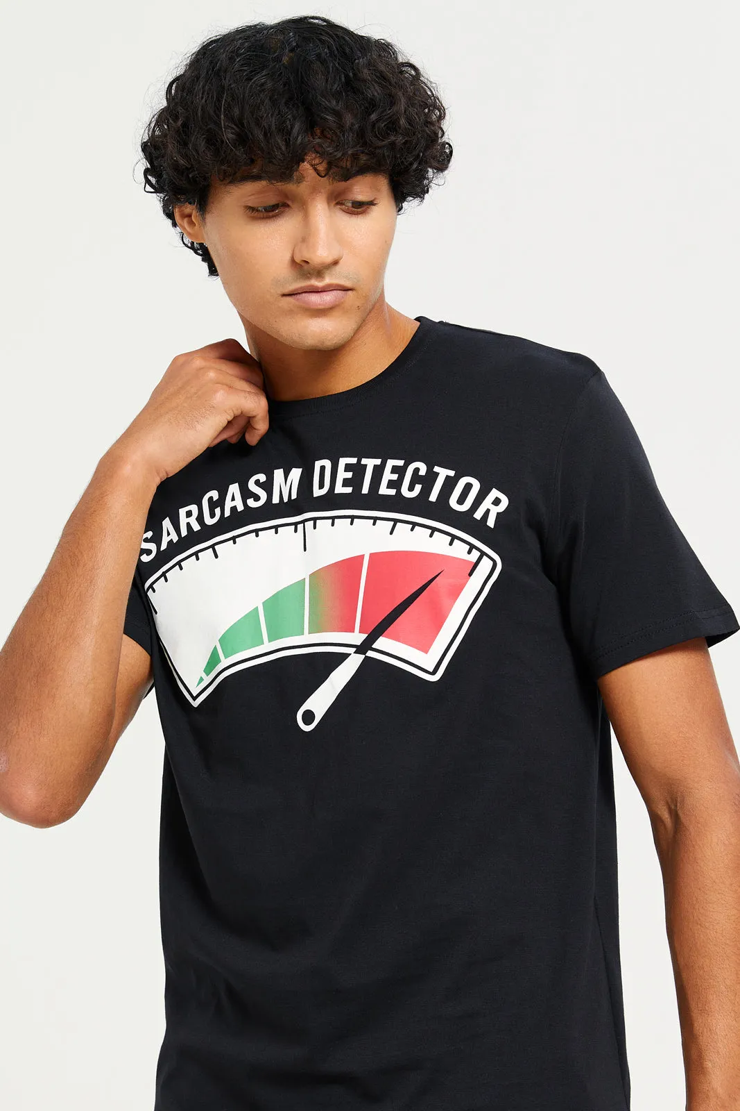 Men Black Printed Graphic T-Shirt sold by Redtag product image thumbnail 4