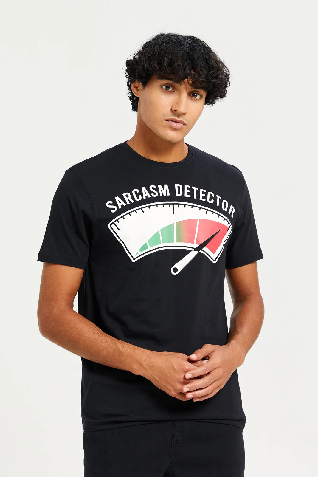 Men Black Printed Graphic T-Shirt sold by Redtag