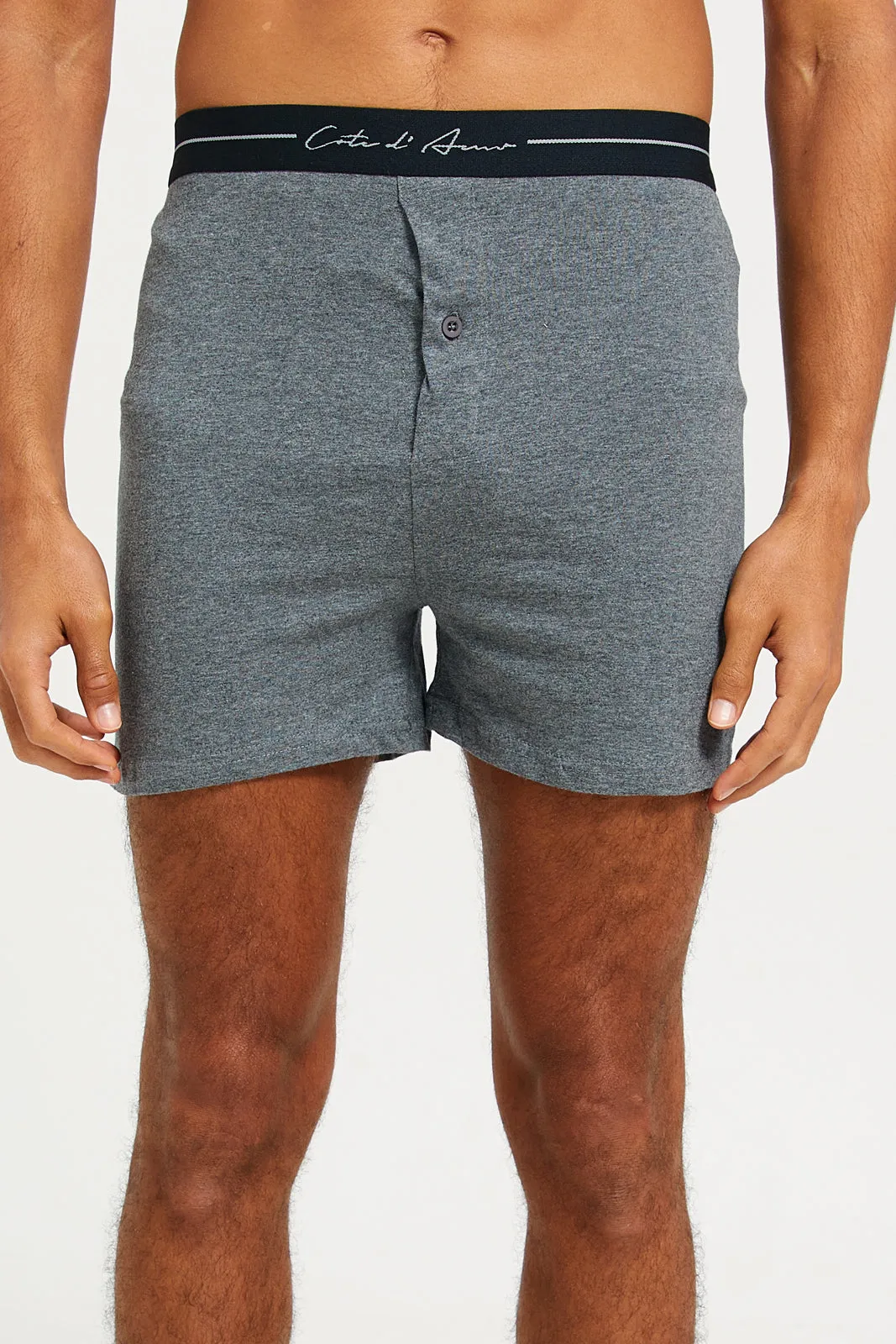 Men Black And Grey Plain Loose Knit Boxers set (Pack Of 2) sold by Redtag product image thumbnail 3