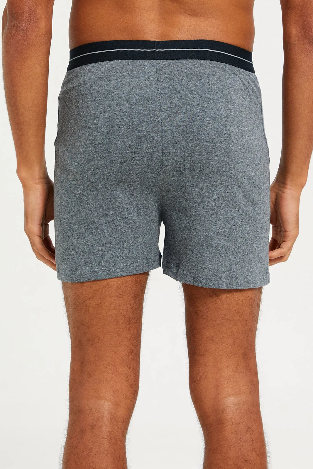 Men Black And Grey Plain Loose Knit Boxers set (Pack Of 2) sold by Redtag product image thumbnail 5