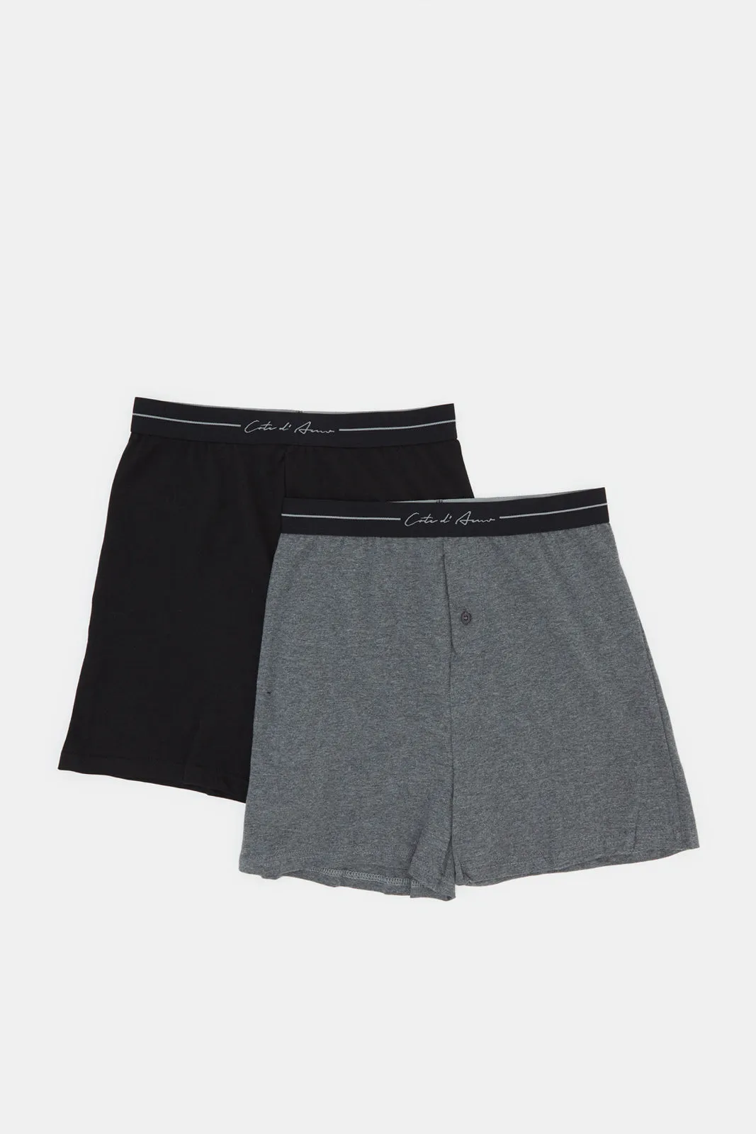 Men Black And Grey Plain Loose Knit Boxers set (Pack Of 2) sold by Redtag product image thumbnail 2