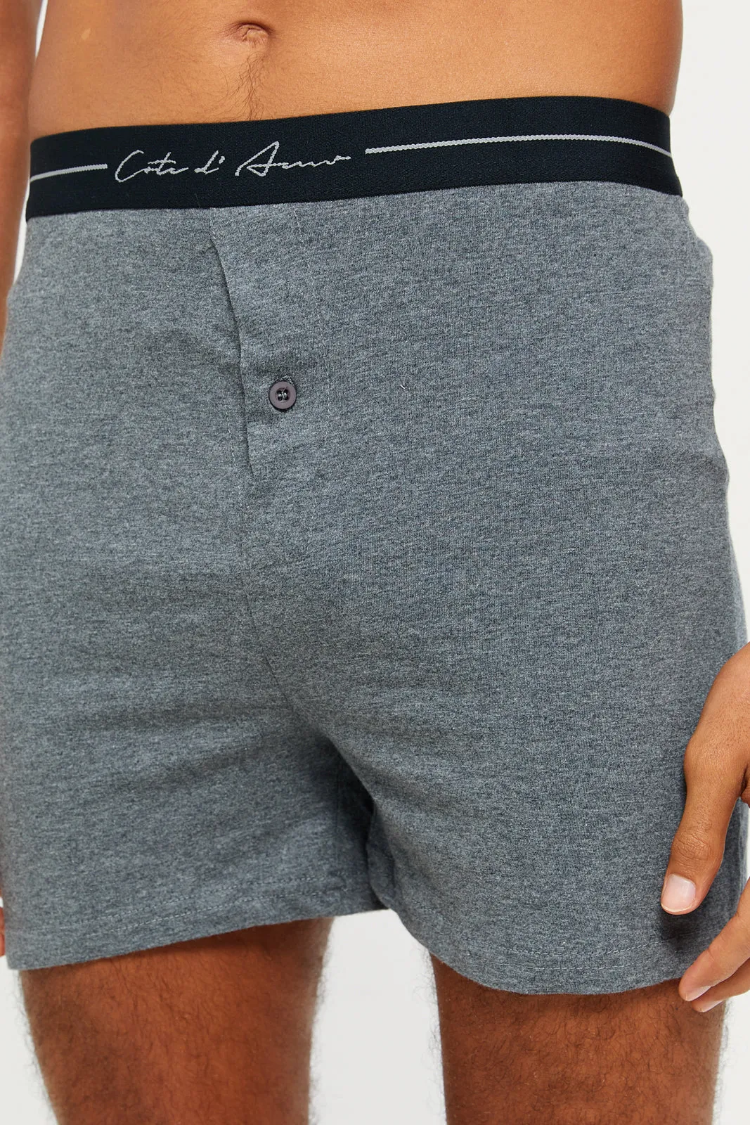 Men Black And Grey Plain Loose Knit Boxers set (Pack Of 2) sold by Redtag product image thumbnail 4
